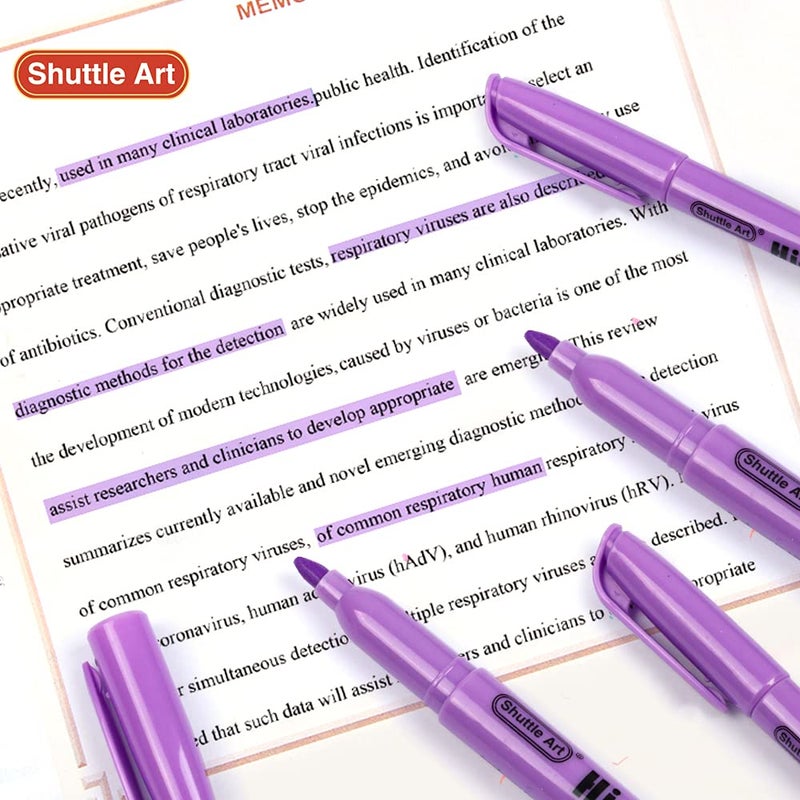 Shuttle Art Highlighters, 30 Pack Purple Highlighters Bright Colors, Chisel Tip Dry-Quickly Non-Toxic Highlighter Markers for Adults Kids Highlighting in Home School Office - Image 4