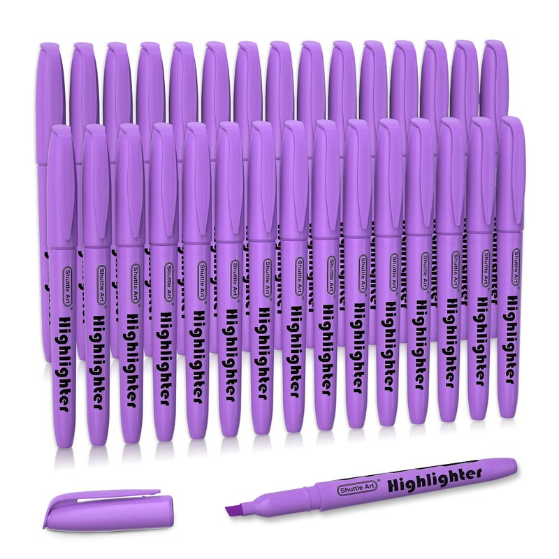 Shuttle Art Highlighters, 30 Pack Purple Highlighters Bright Colors, Chisel Tip Dry-Quickly Non-Toxic Highlighter Markers for Adults Kids Highlighting in Home School Office - Image 1