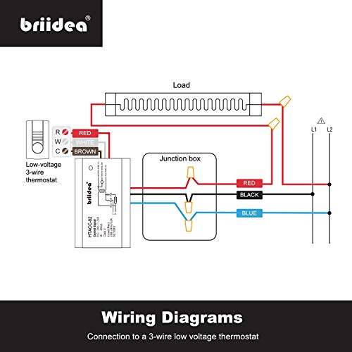 Briidea 220V 240V On/Off Switch Electric Heating Relay with Built-in 24V Transformer, Replacement for Any Relay, Compatible with 24V Thermostat - Image 4