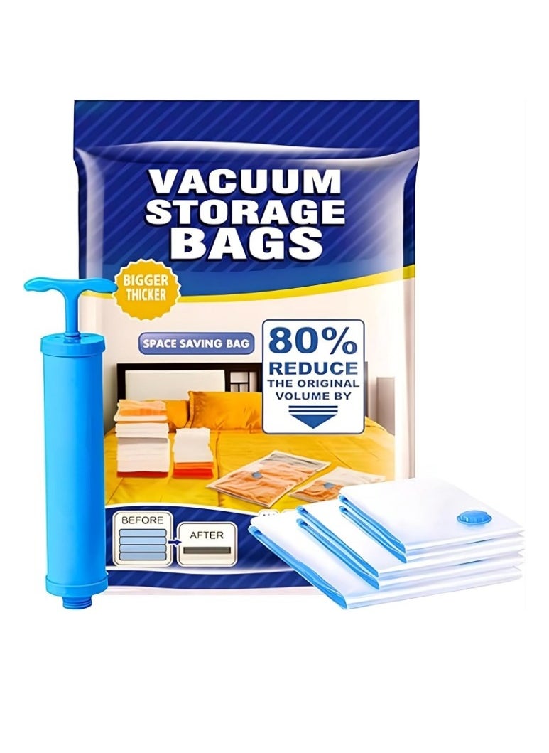 Meetion - Pack 5 Vacuum Storage Bags with pump, Sealer Bags for Clothing, Saver Bags, Sealer Bags for Clothes, Duvets, Bedding, Pillows, Blankets, Curtains, Comforters, Travel - Image 1