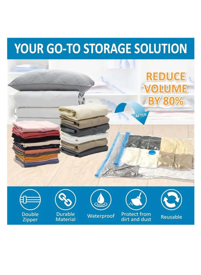 Meetion - Pack 5 Vacuum Storage Bags with pump, Sealer Bags for Clothing, Saver Bags, Sealer Bags for Clothes, Duvets, Bedding, Pillows, Blankets, Curtains, Comforters, Travel - Image 1