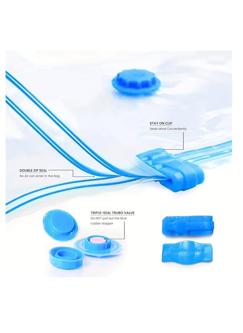 Meetion - Pack 5 Vacuum Storage Bags with pump, Sealer Bags for Clothing, Saver Bags, Sealer Bags for Clothes, Duvets, Bedding, Pillows, Blankets, Curtains, Comforters, Travel - Image 1
