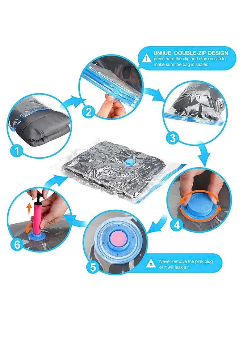 Meetion - Pack 5 Vacuum Storage Bags with pump, Sealer Bags for Clothing, Saver Bags, Sealer Bags for Clothes, Duvets, Bedding, Pillows, Blankets, Curtains, Comforters, Travel - Image 1