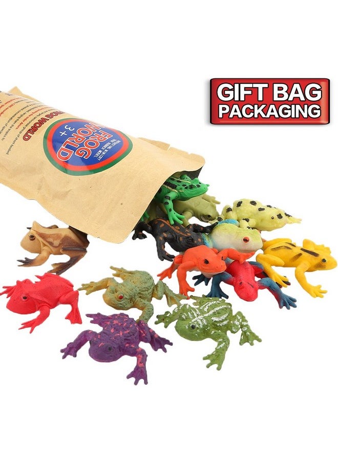 ValeforToy - Frog Toys,12 Pack Mini Rubber Frog Sets,Super Stretches Material Tpr With Gift Bag, Realistic Frog Figure Toys For Boy - Image 1