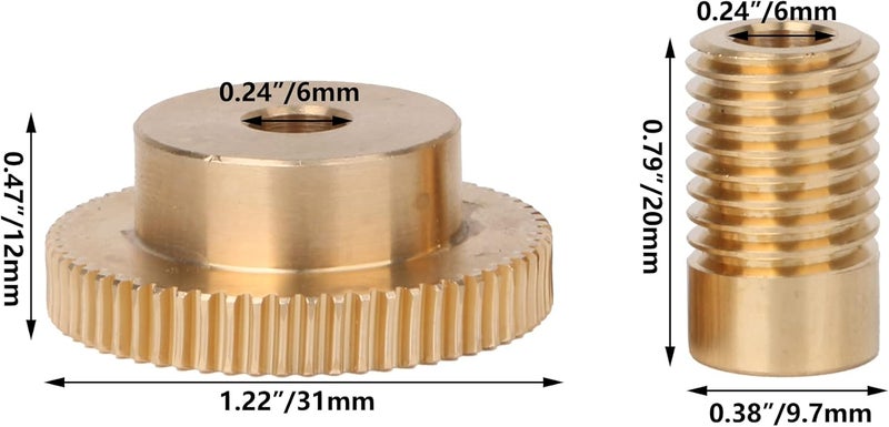 CNBTR 6MM Hole Dia Brass Gear Shaft & 31MM 0uter Dia 60T Brass Gear Wheel 0.5 Modulus Set - Image 4