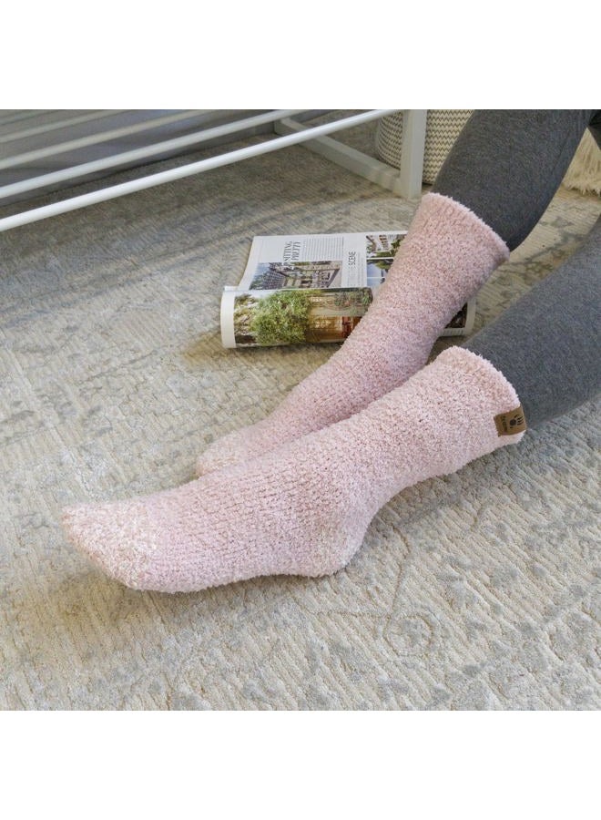 Bearpaw 4 Pair Pack Cozy Super Soft Lounge Socks Multi Pattern Crew Socks, Zinfandel - Image 2