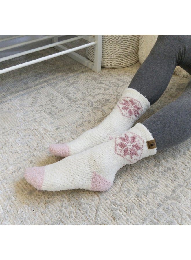 Bearpaw 4 Pair Pack Cozy Super Soft Lounge Socks Multi Pattern Crew Socks, Zinfandel - Image 3
