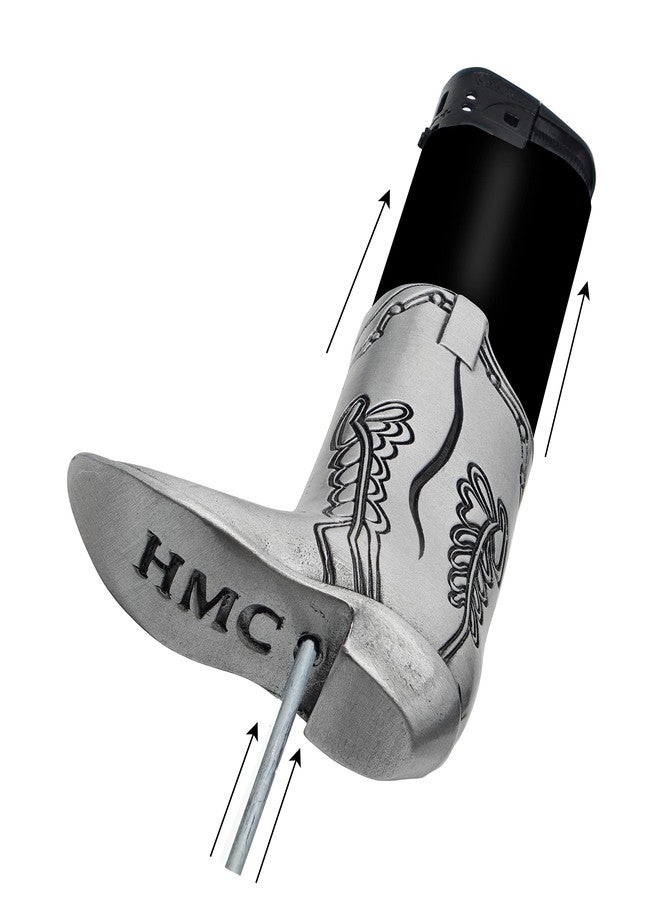 جراب ولاعة على شكل حذاء رعاة البقر، مصنوع من المعدن الفضي من HMC - مناسب لولاعة Mini Bic J5 - غطاء أنيق للولاعة، مثالي للاستخدام المنزلي أو اليومي. - Image 4
