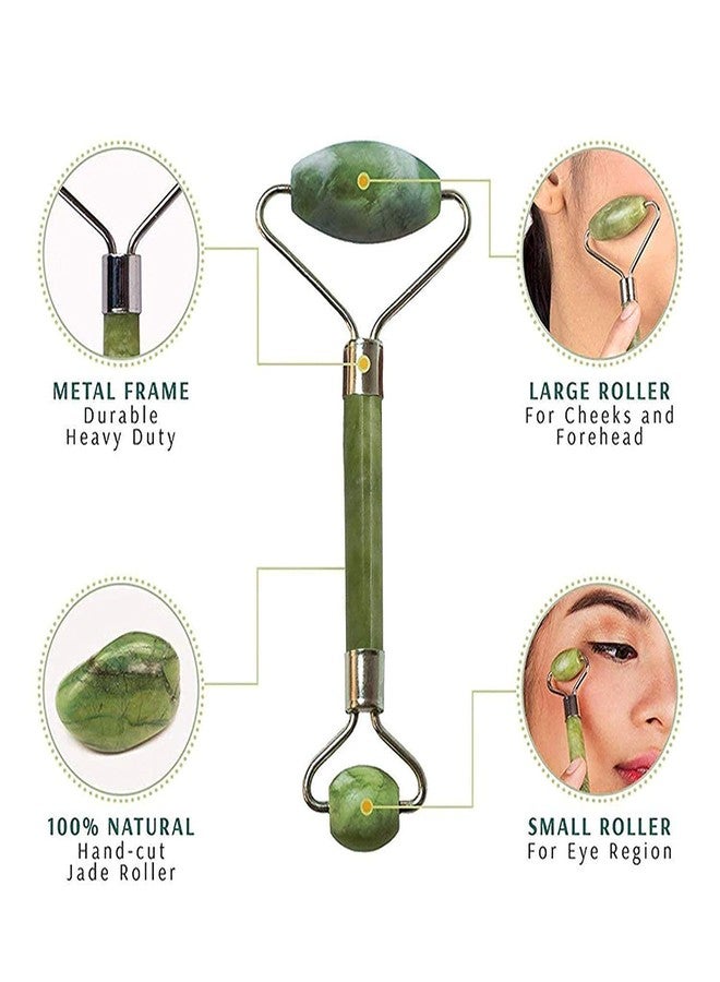 Keli Natural Jade Roller and Gua Sha Under Eye Stone Set for Face Massage - Natural Jade Facial Roller for Skin Tightening, Anti-Aging, Puffiness, Glow Booster - Beauty Skin Care Tool - Image 3