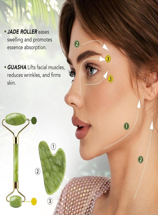 Keli Natural Jade Roller and Gua Sha Under Eye Stone Set for Face Massage - Natural Jade Facial Roller for Skin Tightening, Anti-Aging, Puffiness, Glow Booster - Beauty Skin Care Tool - Image 5