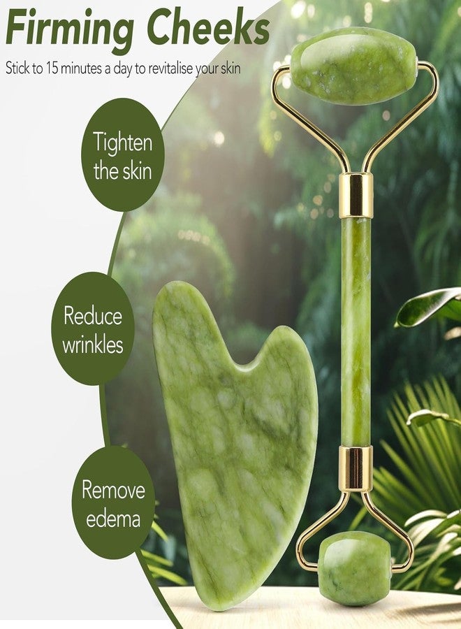 Keli Natural Jade Roller and Gua Sha Under Eye Stone Set for Face Massage - Natural Jade Facial Roller for Skin Tightening, Anti-Aging, Puffiness, Glow Booster - Beauty Skin Care Tool - Image 4