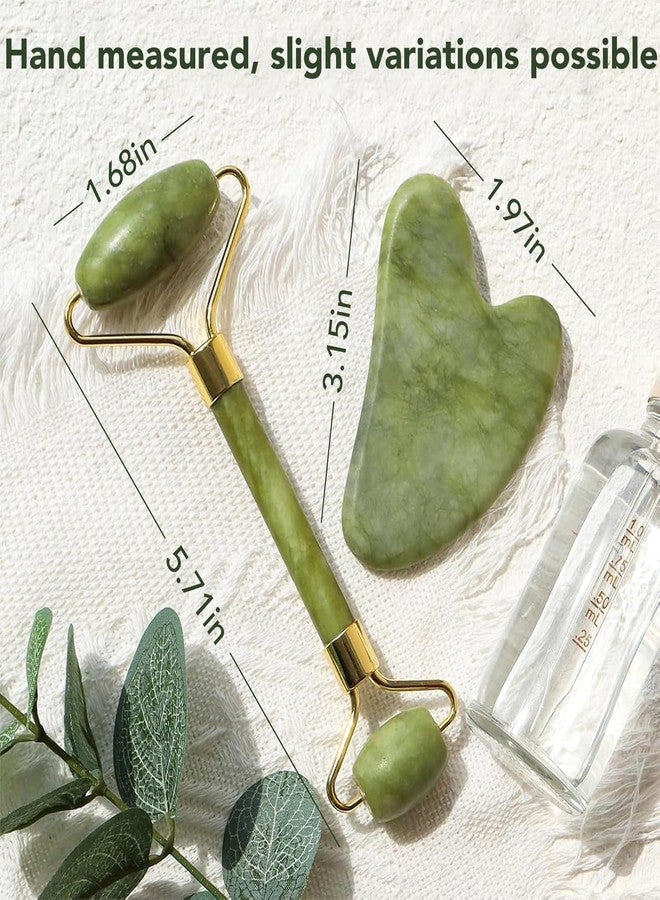 Keli Natural Jade Roller and Gua Sha Under Eye Stone Set for Face Massage - Natural Jade Facial Roller for Skin Tightening, Anti-Aging, Puffiness, Glow Booster - Beauty Skin Care Tool - Image 2