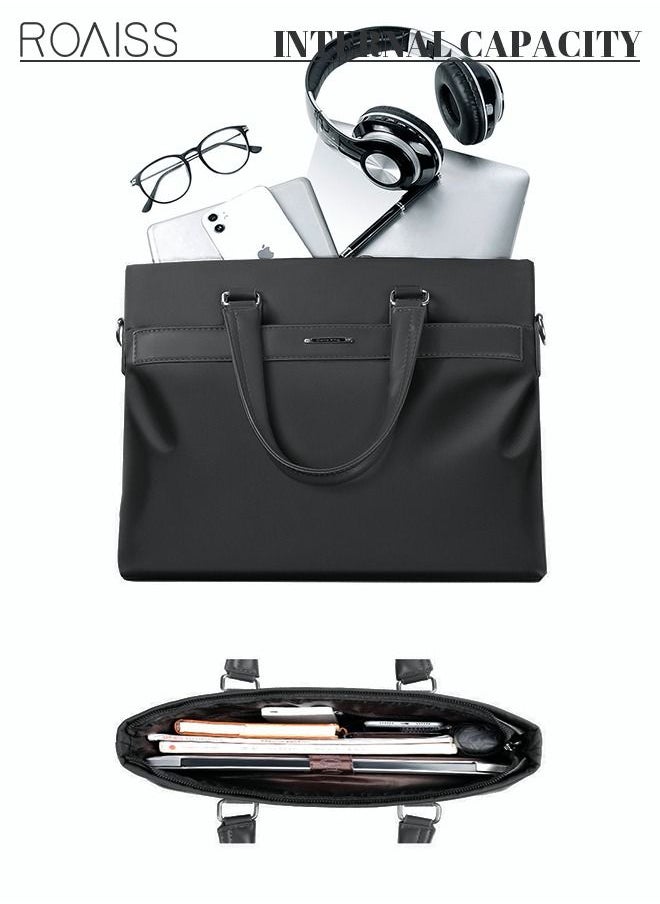 roaiss Casual Oxford Business Briefcase Classic Large Messenger Bag Soft Waterproof Wear-resistant Top Handle Handbag for Men Travel Office Work Black  - Image 3