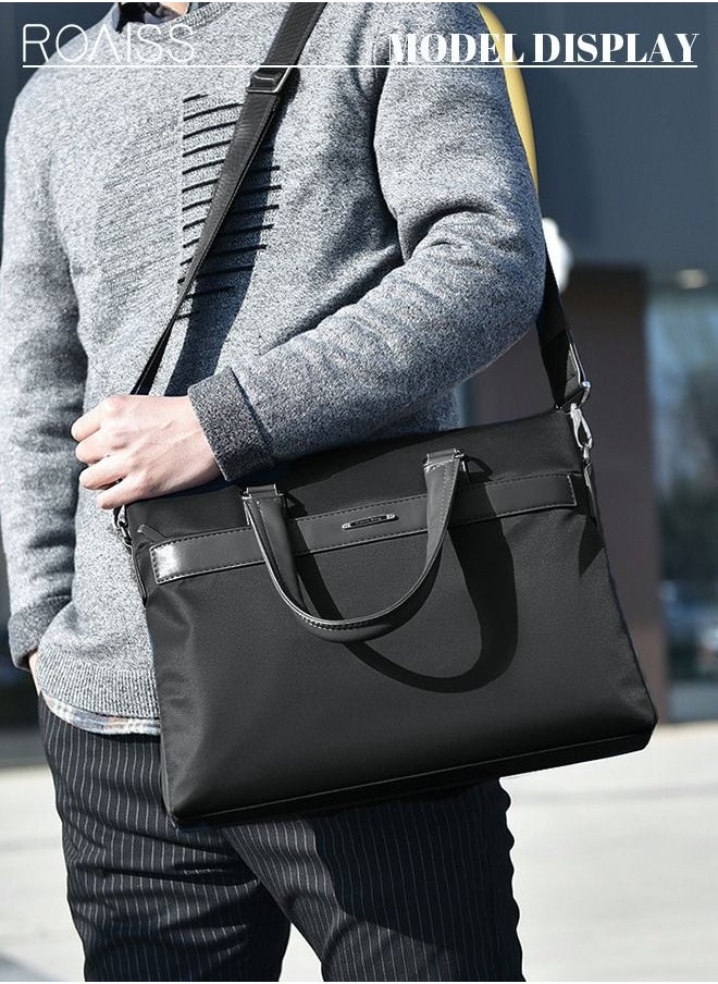 roaiss Casual Oxford Business Briefcase Classic Large Messenger Bag Soft Waterproof Wear-resistant Top Handle Handbag for Men Travel Office Work Black  - Image 1