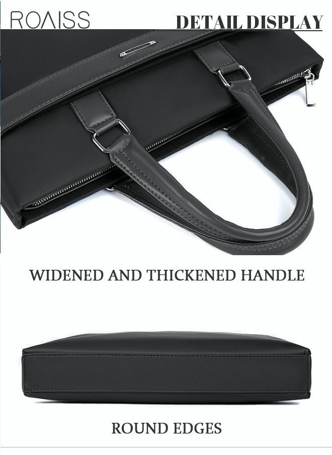 roaiss Casual Oxford Business Briefcase Classic Large Messenger Bag Soft Waterproof Wear-resistant Top Handle Handbag for Men Travel Office Work Black  - Image 5