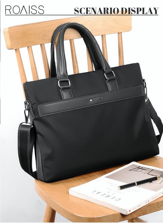 roaiss Casual Oxford Business Briefcase Classic Large Messenger Bag Soft Waterproof Wear-resistant Top Handle Handbag for Men Travel Office Work Black  - Image 4