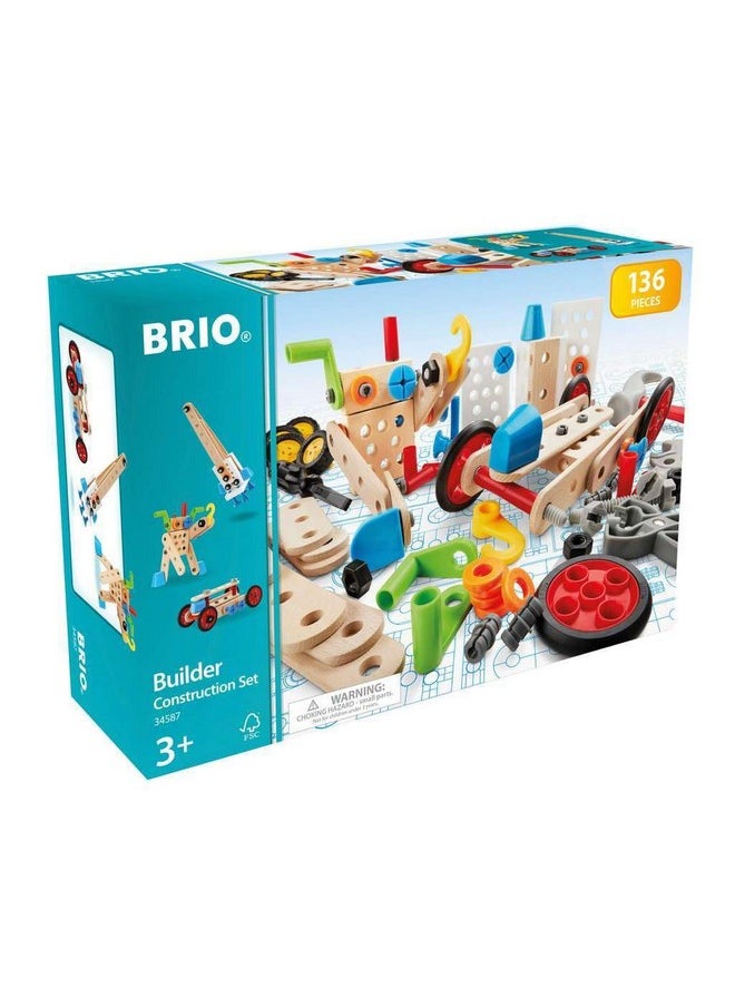 Brio BRIO Builder 34587 Construction Set - 136-Piece STEM Toy with Wood and Plastic for Kids | Enhances Creative Skills | Safety Tested | Age 3 and Up  - Image 1