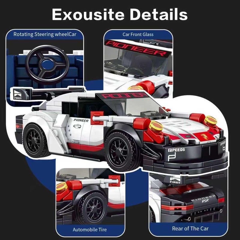mould king 27010 Speed Champion 911 RSR Racing Car Building Kit with Acrylic Display Case, Collectible Model Car Kits,Collectible Racing Vehicle Set for Kids Age 8+ Teens Adults(349 PCS) - Image 5
