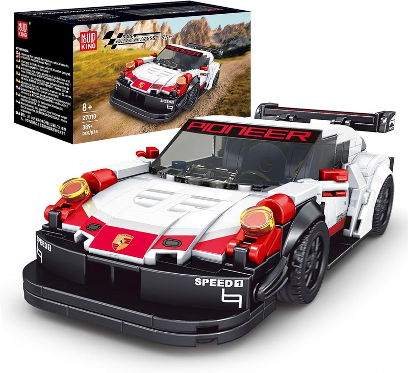 mould king 27010 Speed Champion 911 RSR Racing Car Building Kit with Acrylic Display Case, Collectible Model Car Kits,Collectible Racing Vehicle Set for Kids Age 8+ Teens Adults(349 PCS) - Image 1