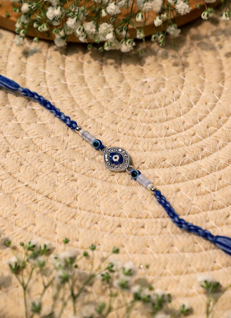 Madhoor Evil Eye Rakhi for Brother White Blue Raksha Bandhan 1 Piece-38 CM - Image 3