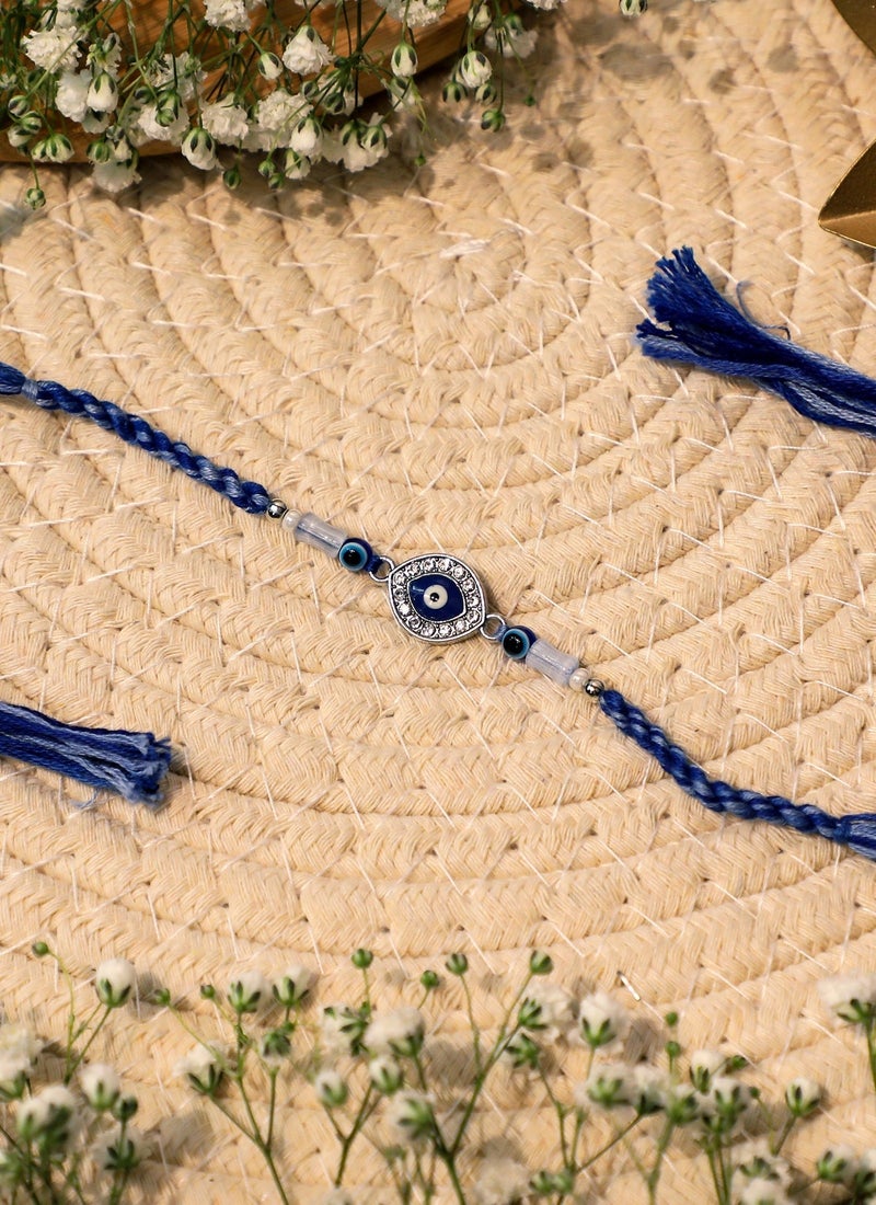 Madhoor Evil Eye Rakhi for Brother White Blue Raksha Bandhan 1 Piece-38 CM - Image 2
