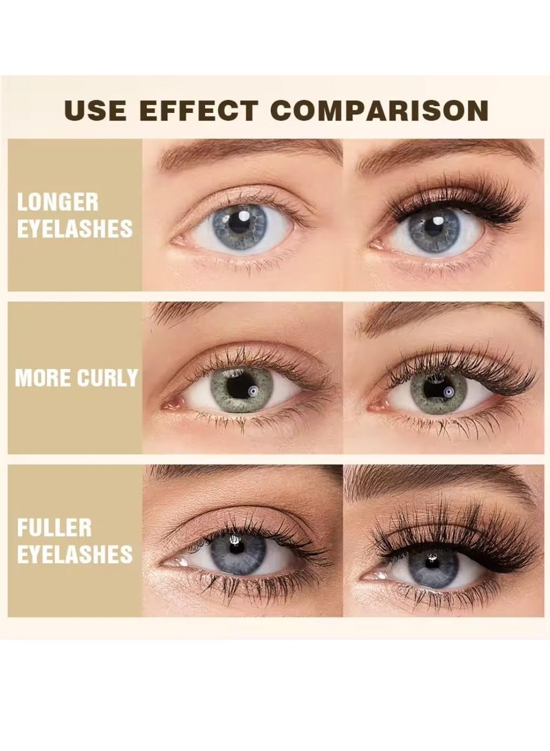 QiBest Black Eyelash Curling Mascara and Eyelash Growth Serum Set 2 in 1 Set for Longer Thicker Eyelash Natural Thick Curly Rooted Long Eyelashes Lash Growth Serum Eyelash Mascara  - Image 3