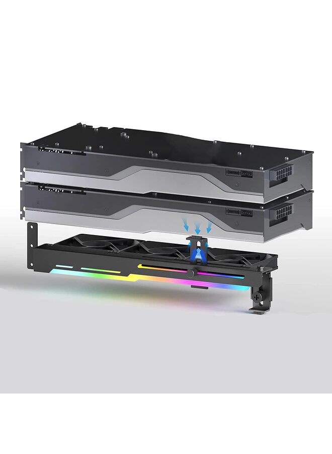 Graphics Card Cooler with ARGB 5V 3Pin LED and Three 80mm Fans, RGB LED Graphics Card Holder, GPU Cooler Easy Installation-Black/A - Image 4