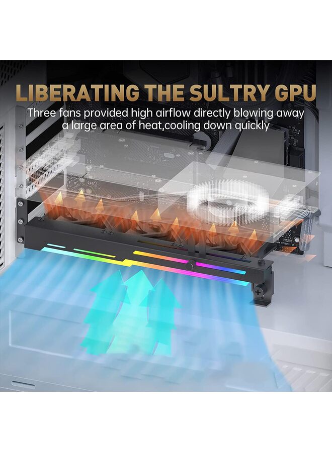 Graphics Card Cooler with ARGB 5V 3Pin LED and Three 80mm Fans, RGB LED Graphics Card Holder, GPU Cooler Easy Installation-Black/A - Image 1