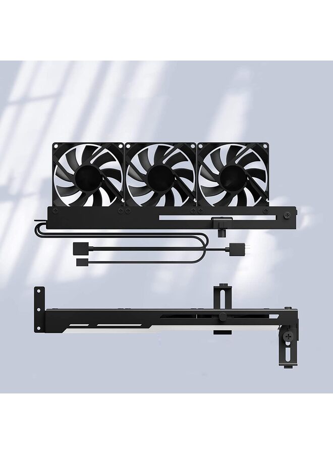Graphics Card Cooler with ARGB 5V 3Pin LED and Three 80mm Fans, RGB LED Graphics Card Holder, GPU Cooler Easy Installation-Black/A - Image 2