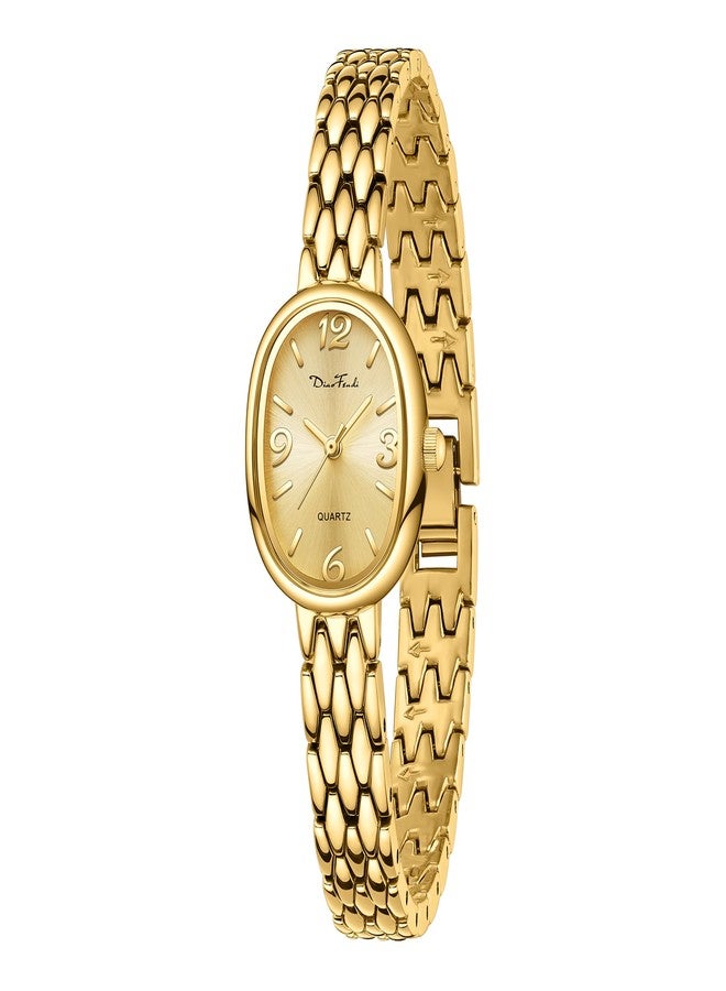 Diaofendi Petite Vintage Oval Gold Women’s Watch, Waterproof Elegant Watch with Japanese Quartz Movement, Adjustable Strap with Tool (D36322-All Gold) - Image 1