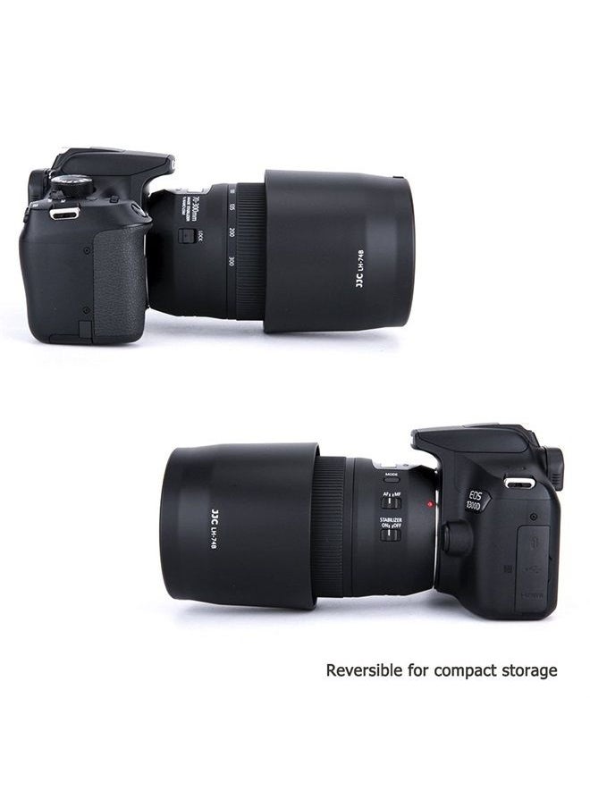 JJC - Dedicated Lens Hood Shade Protector for Canon RF 100-400mm F5.6-8 is USM & EF 70-300mm f/4-5.6 is II USM Lens Replaces Canon ET-74B Lens Hood Reversible/Bayonet/with Button to Lock or Release - Image 1
