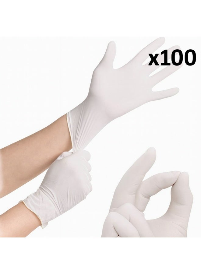 Prestige Nitrile Examination Gloves – Powder Free – Single Use – Size M – 100 Pcs – White - Image 1
