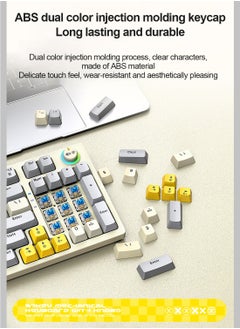 T-WOLF T50 Wired Gaming Keyboard, 97 Keys Blue Switch Mechanical Keyboard with Rgb Backlit and Multimedia Knob White Grey  - Image 4