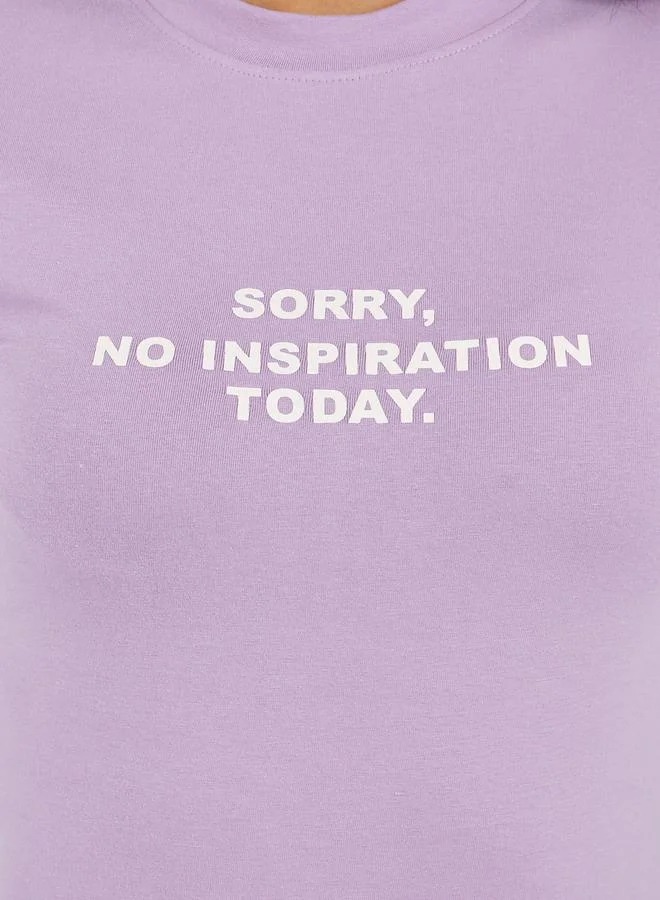 Styli Fitted No Inspiration Slogan Print Crop T-Shirt