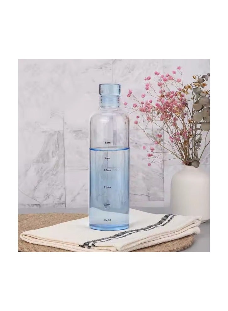 زجاجة مياه رياضية بلاستيك صحي مع علامات زمنية، قابلة لإعادة الاستخدام ومضادة للتسرب، مثالية للرجال والنساء لصالة الألعاب الرياضية و كرة القدم و الأنشطة الخارجية، المدرسة، اللياقة البدنية، و للعمل  الحليب والعصير، زجاجة ماء شفافه جيم صحية متعددة الاستخدامات للجيم والمدرسة - زجاجه ماء مضادة للتسرب - ازازة مياه شفافة مع علامات للوقت - زجاجة ماية و عصير ولبن للاطفال و للمدرسة - Image 1