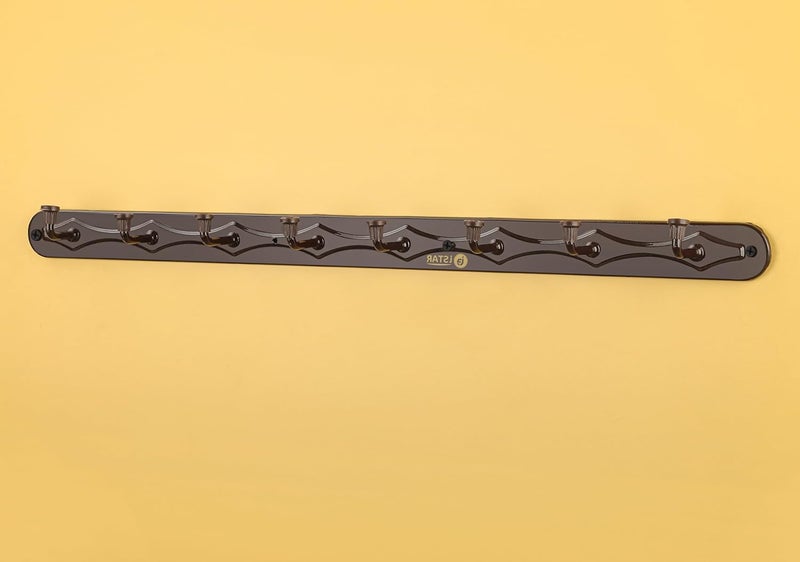 iStar Metal 8Pin Hook Hanger Towel Rod Rail For Bathroom Kitchen Door Wall Hanging Round Shape Hook Brown Pack Of 2 - Image 3