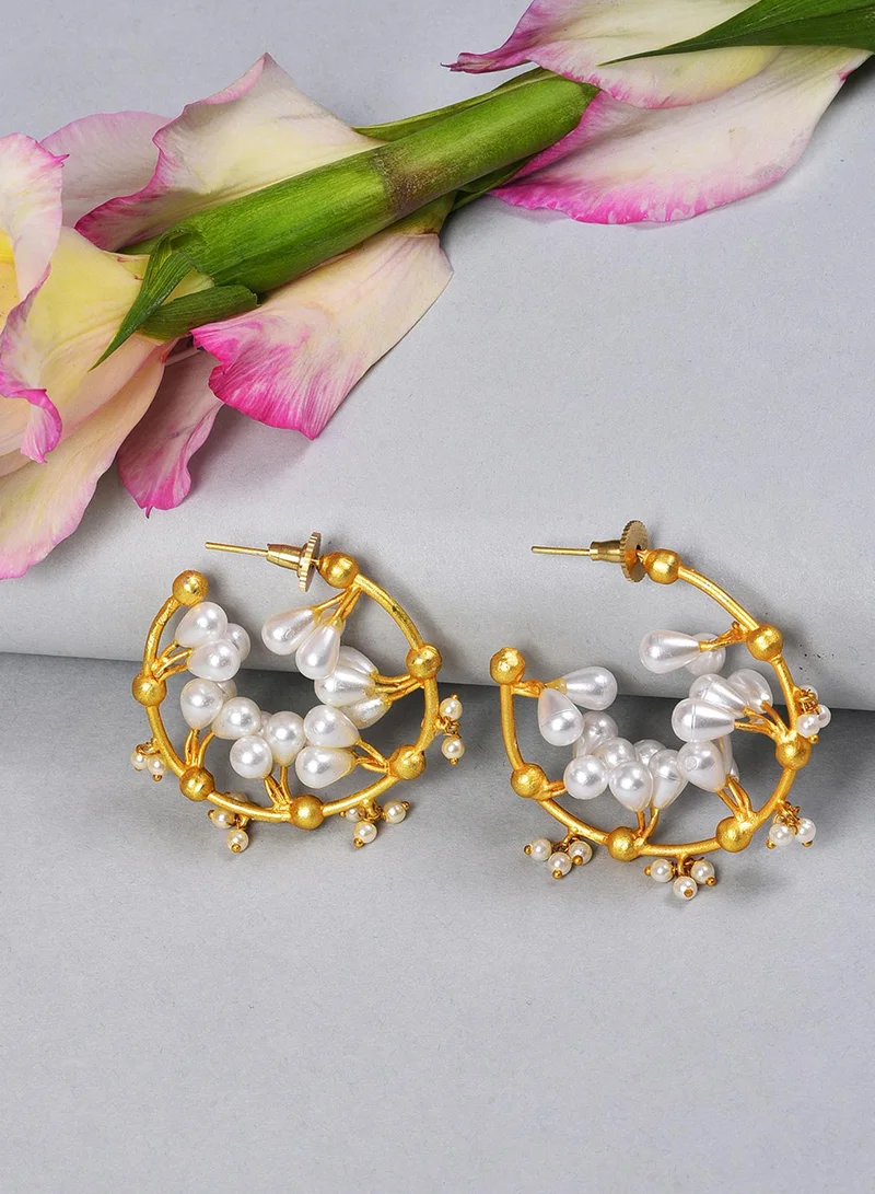 سوهي حلق أذن نسائي عصري مرصع بالخرز بنصف دائرة