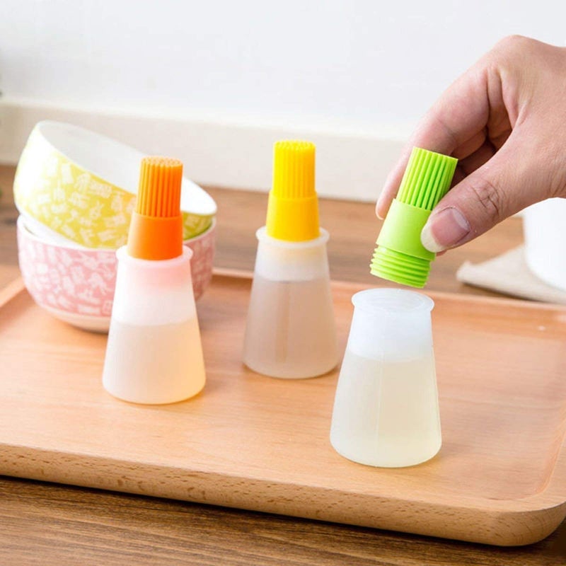 Lexazo Silicon Oil Bottle Brush Liquid Oil Basting BBQ Pen Cake Butter Bread Pastry Brush Grill Oil Bottle Brushes Baking Tool Safe Kitchen Tool Multicolor Pack of 1 - Image 3