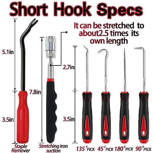 KEZE 11Pcs Carbon Steel Precision Pick & Hook Set with Scraper and Magnetic Telescoping Tool Kit for Remove Automotive Electronics Maintenance Hoses Gasket Hand Pick Up Tools - Image 3