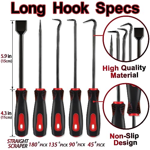 KEZE 11Pcs Carbon Steel Precision Pick & Hook Set with Scraper and Magnetic Telescoping Tool Kit for Remove Automotive Electronics Maintenance Hoses Gasket Hand Pick Up Tools - Image 2