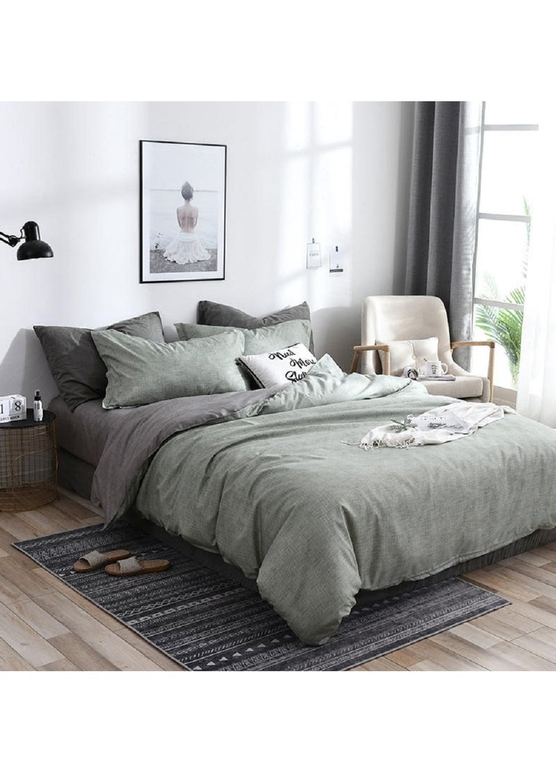 Sharpdo 4-Piece Bedding Set Sheet set Comforter Set Luxurious Cotton and Soft Microfiber with 1 Duvet/Quilt Cover And 1 Flat sheet And 2 Pillowcases King 2.2m bed (220*240cm)  - Image 3
