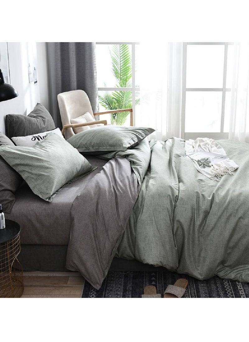 4-Piece Bedding Set Sheet set Comforter Set Luxurious Cotton and Soft Microfiber with 1 Duvet/Quilt Cover And 1 Flat sheet And 2 Pillowcases King 2.2m bed (220*240cm)