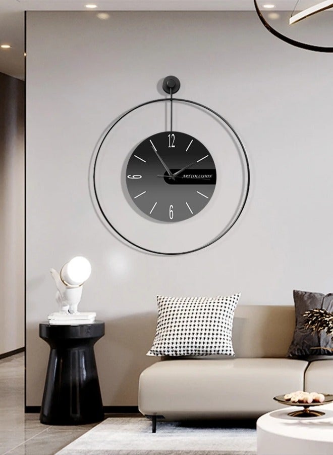 GGEROU Modern Wall Clock, Large Simple Wall Decor Metal Frame Silent Non-Ticking Clock, 24in, Black - Image 1