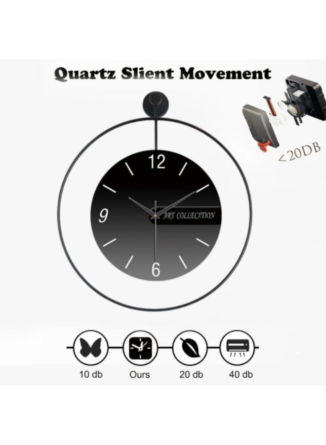 GGEROU Modern Wall Clock, Large Simple Wall Decor Metal Frame Silent Non-Ticking Clock, 24in, Black - Image 4