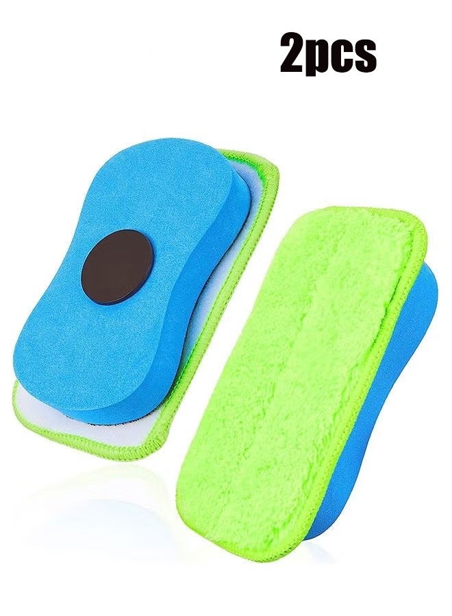 YJ 2-Piece Magnetic Chalkboard Eraser, Microfiber Dustless Chalk Eraser, Multipurpose Cleaning Duster Washable Reusable Eraser for Chalk Home Classroom Office - Image 1