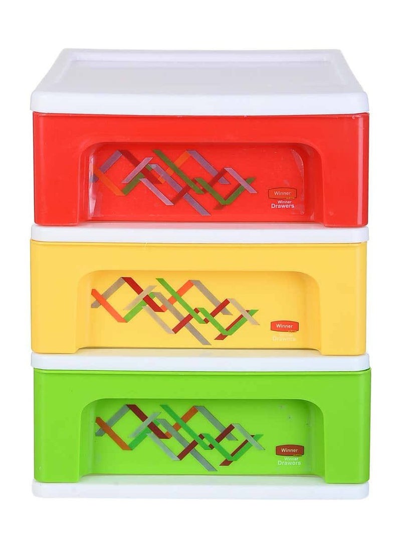 وحدة أدراج بلاستيك 3 دور عملية، أنيقة ومتعددة الاستخدامات  OM