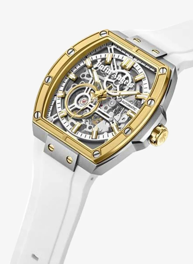 Palm Angels Pulse White Dial White Silicone Strap Analog Watch for Men, 42mm