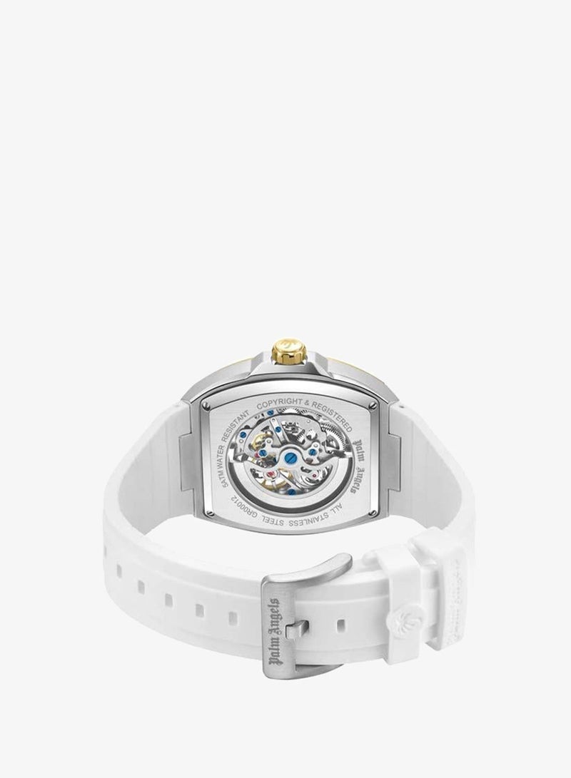 Palm Angels Pulse White Dial White Silicone Strap Analog Watch for Men, 42mm - Image 3