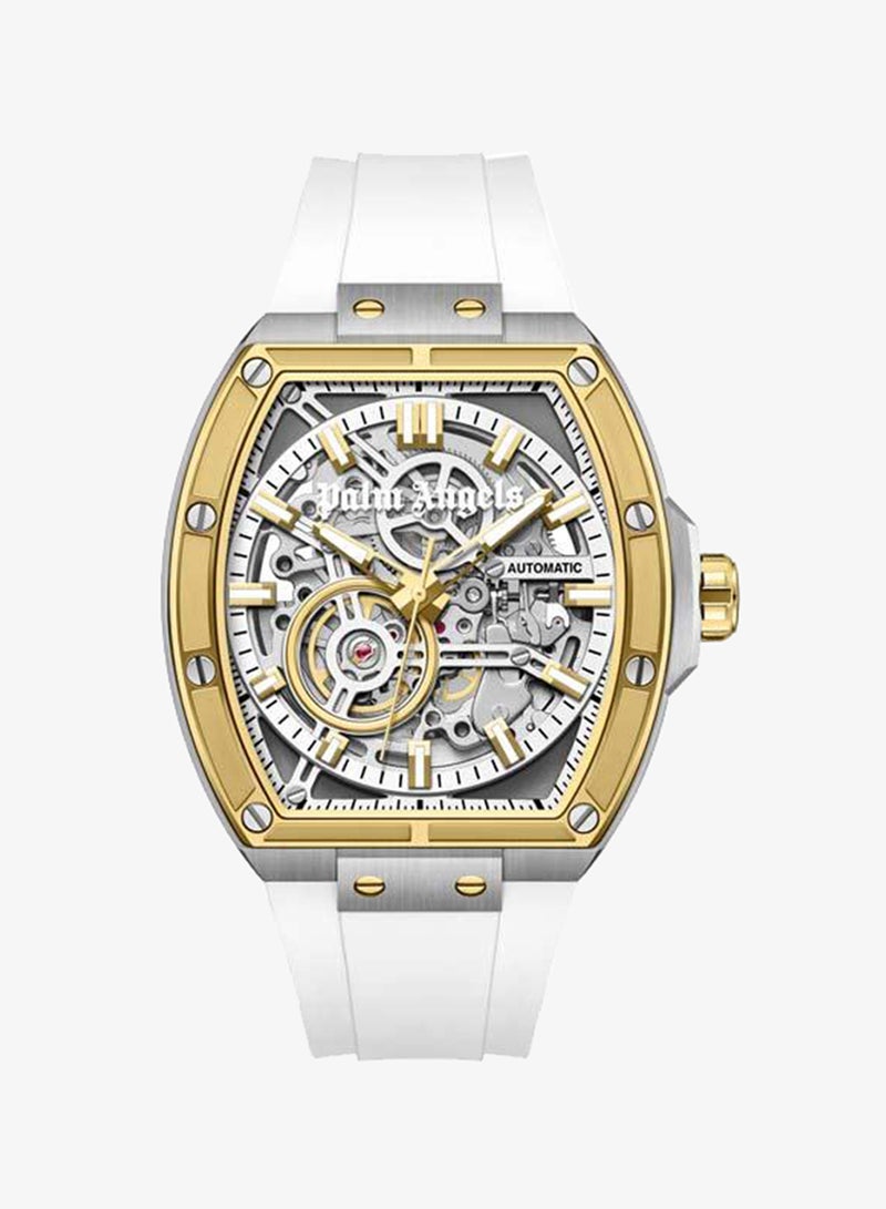Palm Angels Pulse White Dial White Silicone Strap Analog Watch for Men, 42mm - Image 1