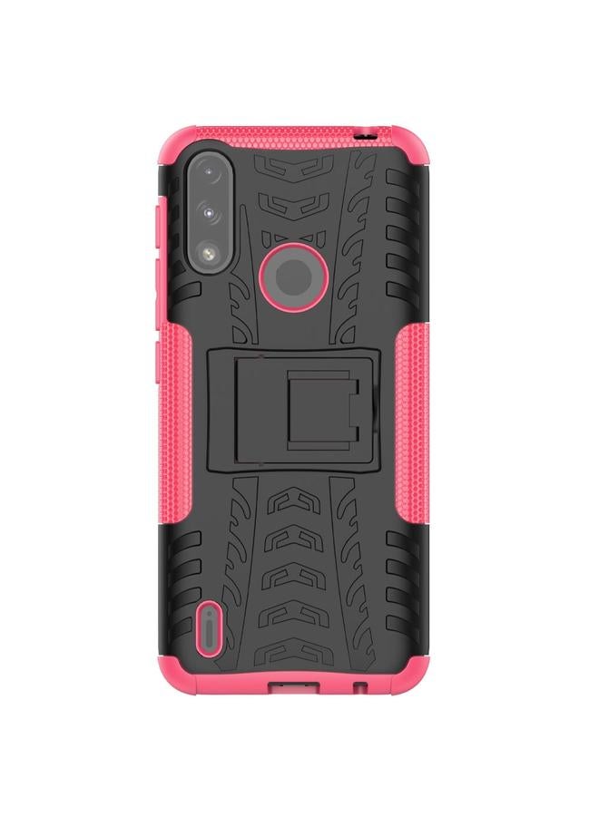 S-TOP Case For Motorola Moto E7 Power Tire Texture Shockproof TPU+PC Protective Case with Holder - Image 2